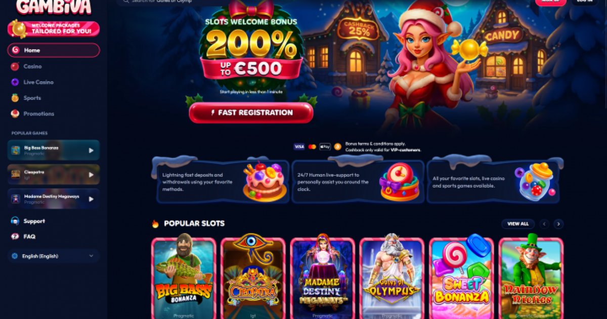 Capture d'écran de Gambiva Casino en avril 2026